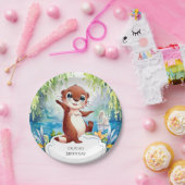 ウォーターカラーキッズオッター誕生日 ペーパープレート (パーティー)