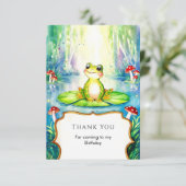 ウォーターカラーキッズカエル誕生日 サンキューカード (スタンド正面)