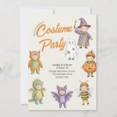 ウォーターカラーキッズハロウィンコスチュームパーティの奇想天外な 招待状 (正面)