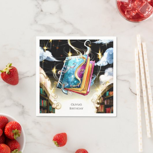 ウォーターカラーキッズパステルストーリーブック誕生日 スタンダードカクテルナプキン (インサイチュ)