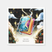 ウォーターカラーキッズパステルストーリーブック誕生日 スタンダードカクテルナプキン (正面)