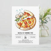 ウォーターカラーキッズピザ誕生日 招待状 (スタンド正面)