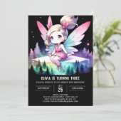ウォーターカラーキッズフェアリー誕生日 招待状 (スタンド正面)
