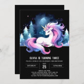 ウォーターカラーキッズホース誕生日 招待状 (正面/裏面)