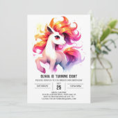 ウォーターカラーキッズホース誕生日 招待状 (スタンド正面)