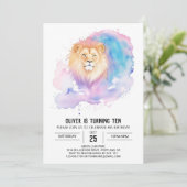 ウォーターカラーキッズライオン誕生日 招待状 (スタンド正面)