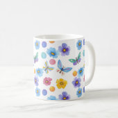 ウォーターカラーキッズ蝶花パターン コーヒーマグカップ (正面右)