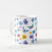 ウォーターカラーキッズ蝶花パターン コーヒーマグカップ (正面左)