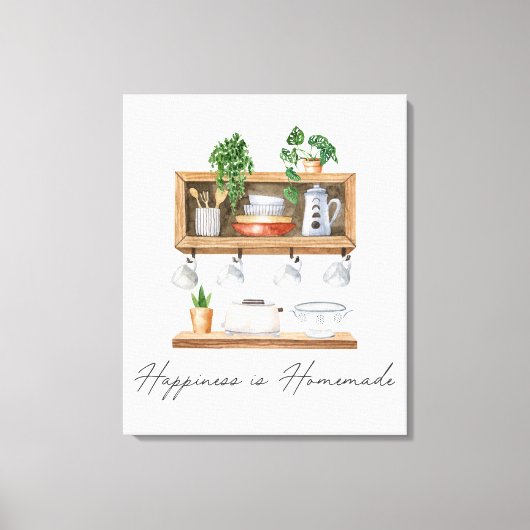 ウォーターカラーキッチンボホ料理引用文 キャンバスプリント (正面)