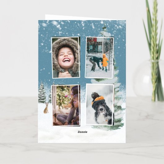 ウォーターカラーキツネファームハウスクリスマス 箔シーズンカード (裏面)