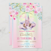 ウォーターカラーキャッスルファーズ虹色誕生日 招待状 (正面/裏面)