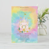 ウォーターカラーキャッスルフラワーズ絞り染め誕生日 招待状 (スタンド正面)