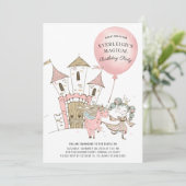 ウォーターカラーキャッスルプリンセスユニコーン誕生日 招待状 (スタンド正面)