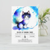 ウォーターカラーキャットボヘミアン誕生日 招待状 (スタンド正面)