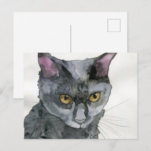 ウォーターカラーキャット ポストカード (正面/裏面)