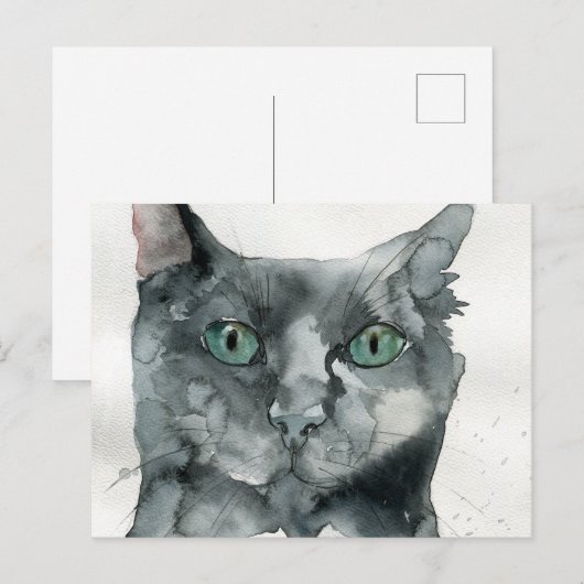 ウォーターカラーキャット ポストカード (正面/裏面)