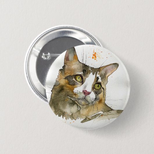 ウォーターカラーキャット 缶バッジ (正面&裏面)