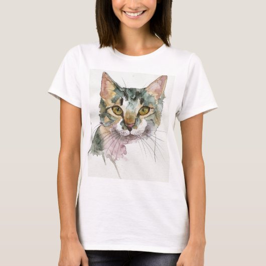 ウォーターカラーキャット Tシャツ (正面)