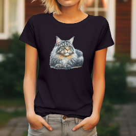 ウォーターカラーキャット Tシャツ