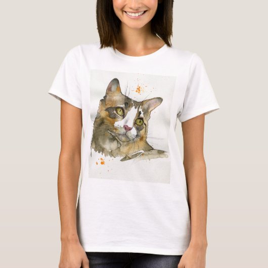ウォーターカラーキャット Tシャツ (正面)