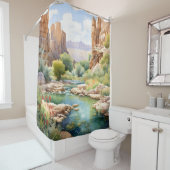 ウォーターカラーキャニオンオアシス シャワーカーテン (インサイチュ)