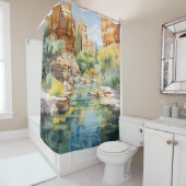 ウォーターカラーキャニオンオアシス シャワーカーテン (インサイチュ)