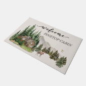 ウォーターカラーキャビンハウスホームファミリーフォレスト ドアマット (アングル)