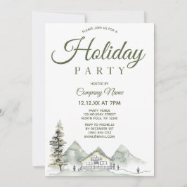 ウォーターカラーキャビンホリ企業のデークリスマスパーティー 招待状