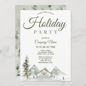 ウォーターカラーキャビンホリ企業のデークリスマスパーティー 招待状 (正面/裏面)