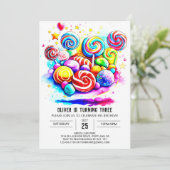 ウォーターカラーキャンディスウィートチョコレート誕生日 招待状 (スタンド正面)