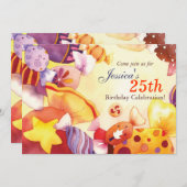 ウォーターカラーキャンディフェスティバル誕生日パーティー 招待状 (正面/裏面)