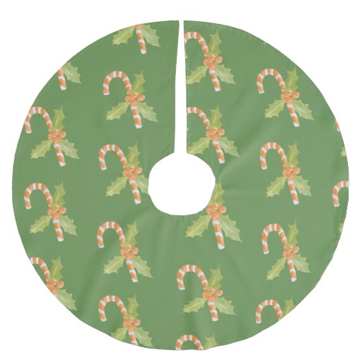 ウォーターカラーキャンディーケーン&ホリデー ブラッシュドポリエステルツリースカート (正面)