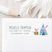 ウォーターカラーキャンピングバースデーパーティー ラベル (インサイチュ)