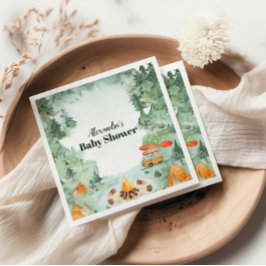 ウォーターカラーキャンピングベビーシャワー スタンダードカクテルナプキン