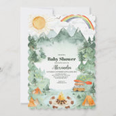 ウォーターカラーキャンピングベビーシャワー 招待状 (正面)