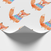 ウォーターカラーキャンプキツネバースデーパーティー ラッピングペーパー (角)