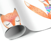 ウォーターカラーキャンプキツネバースデーパーティー ラッピングペーパー (ロールコーナー)