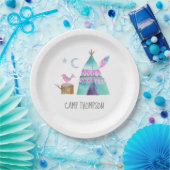 ウォーターカラーキャンプバースデーパーティー ペーパープレート (パーティー)