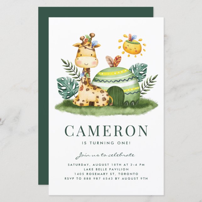 ウォーターカラーキラフトライバル誕生日招待状 (正面/裏面)