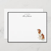 ウォーターカラーキングチャールズスパニエル犬フラット サンキューカード (正面/裏面)