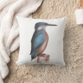 ウォーターカラーキングフィッシャー装飾用クッション クッション (ブランケット)