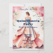 ウォーターカラーキンセアニェラお祝い 招待状 (正面)