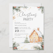 ウォーターカラーギガーブレッドハウスクリスマスパーティー 招待状 (正面)