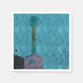 ウォーターカラーギターブルーミュージカル誕生日パーティー スタンダードカクテルナプキン (正面)