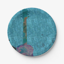 ウォーターカラーギターブルーミュージカル誕生日パーティー ペーパープレート