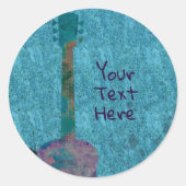 ウォーターカラーギターブルーミュージカル誕生日パーティー ラウンドシール (正面)