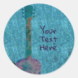 ウォーターカラーギターブルーミュージカル誕生日パーティー ラウンドシール