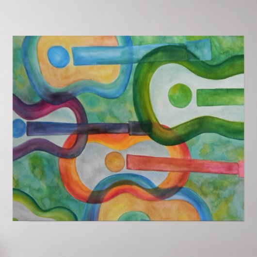 ウォーターカラーギターポスター ポスター (正面)