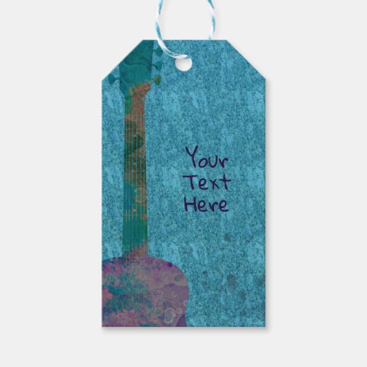 ウォーターカラーギターミュージカル誕生日パーティーの好意 ギフトタグ (正面)