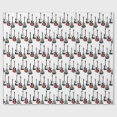 ウォーターカラーギターミュージックミュージシャンシルエットラップ ラッピングペーパー (フラット)